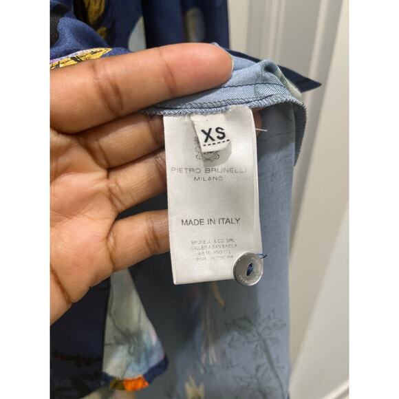 Pietro Brunelli High Ruffle Collard Printed Button Down Sz XS - Picture 4 of 7